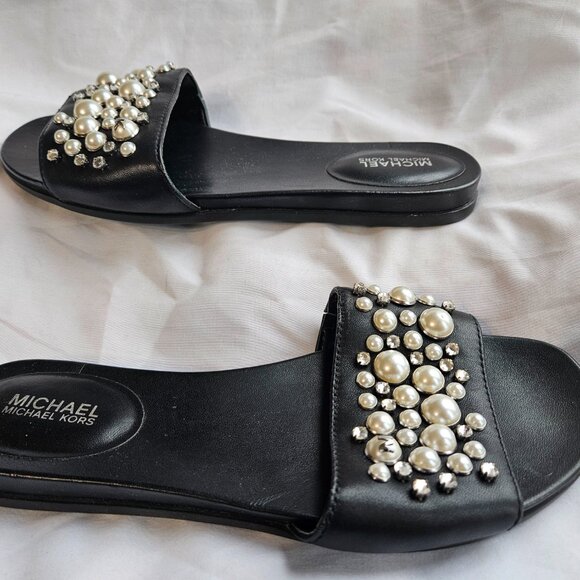 Michael Kors Pearl Embellished Sandals in Black - Picture 2 of 7